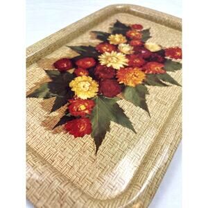 1950s MCM Mid Century Metal Lap Bed TV Tray Floral Kitsch Decor Collectible